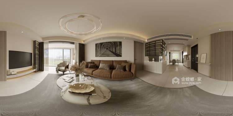 128平爱家尚城现代风格-高品质的三口之家-客厅效果图及设计说明