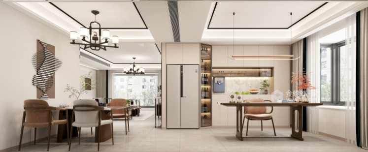 163平碧桂园新中式风格-客厅效果图及设计说明