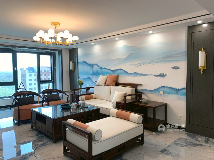150平凤凰城一期新中式风格-客厅效果图及设计说明