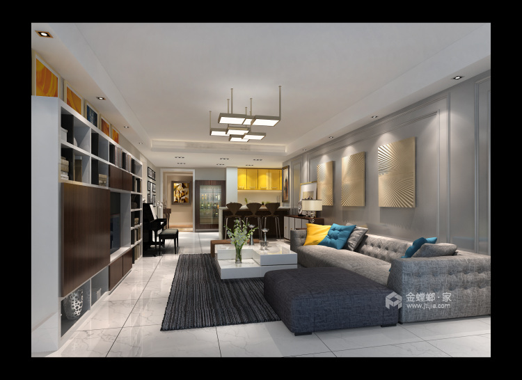 320平珠江骏景现代风格-客厅效果图及设计说明