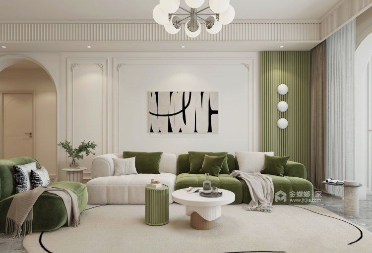 130平绿地法式风格-客厅效果图及设计说明