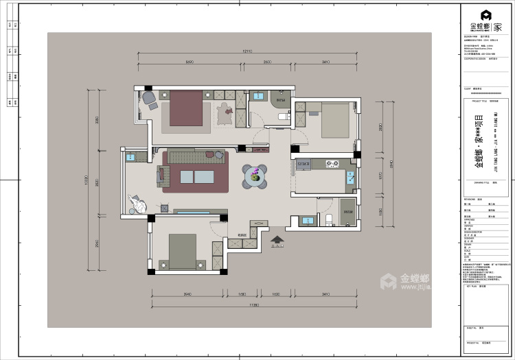 120平温州城老房改造现代风格-平面布置图