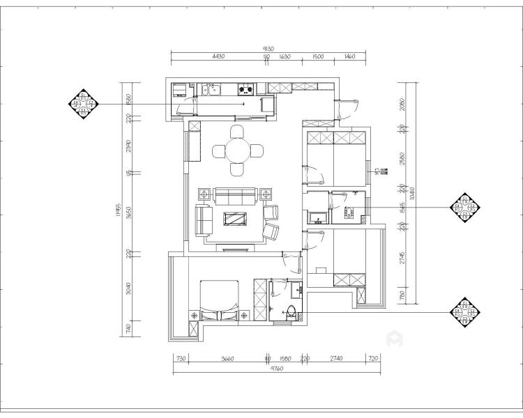 106平玫瑰世纪城轻奢风格-平面设计图及设计说明