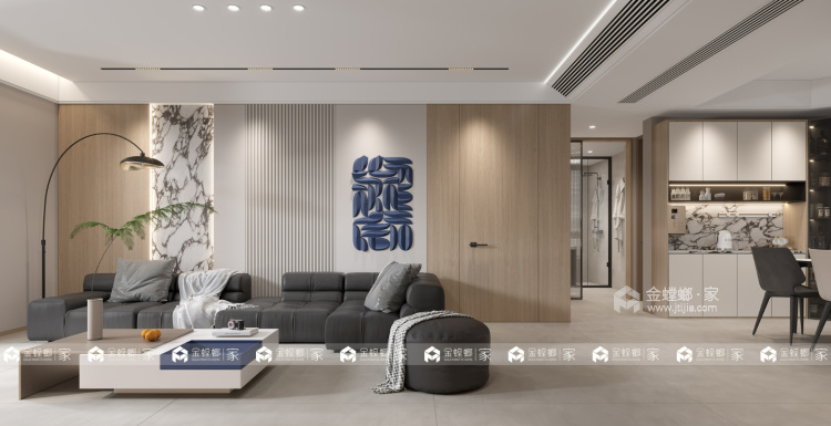 135平拉德芳斯现代风格-客厅效果图及设计说明