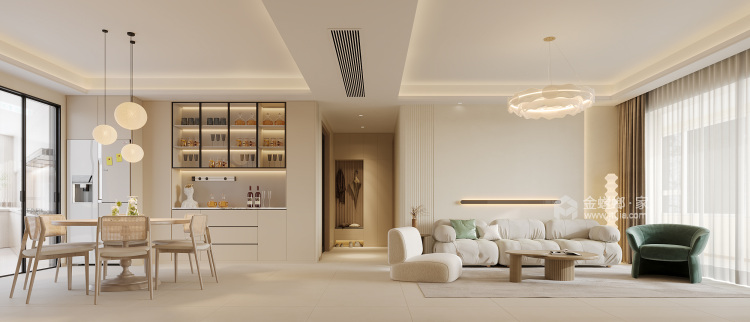 126平廖河新城奶油风格-客厅效果图及设计说明