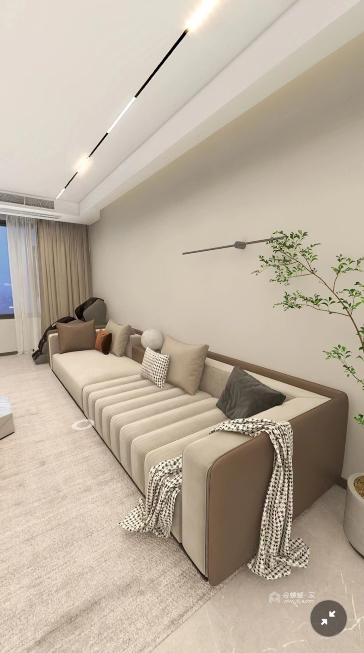 105平滨江翡翠城现代风格-极简无主灯-客厅效果图及设计说明