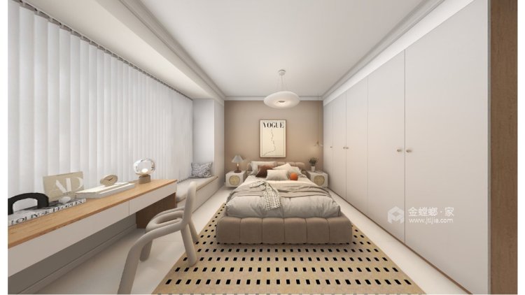 115平绿地多伦公馆现代奶油风格-卧室效果图及设计说明