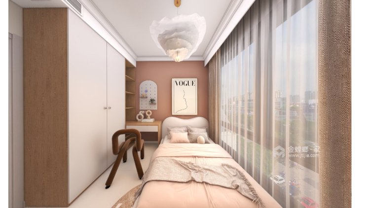 115平绿地多伦公馆现代奶油风格-卧室效果图及设计说明