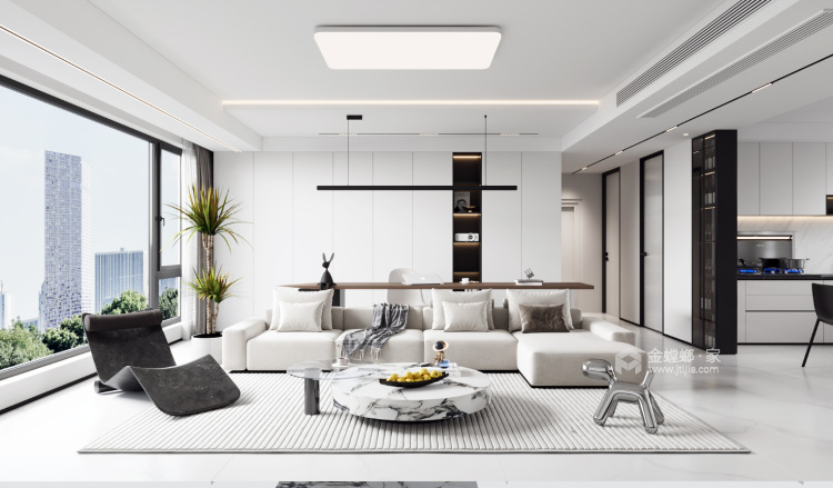 139平东尚名庭现代极简风格-客厅效果图及设计说明