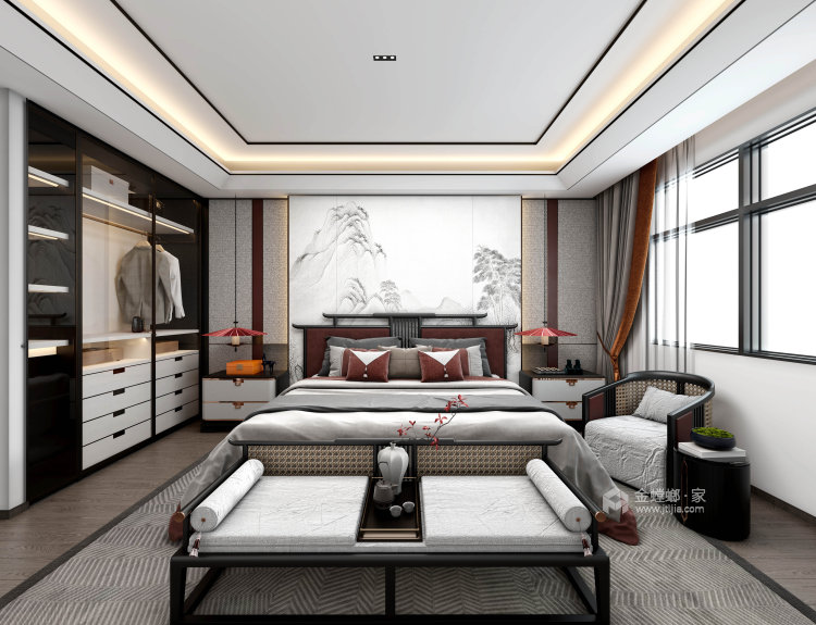 220㎡知悦府新中式风格-卧室效果图及设计说明