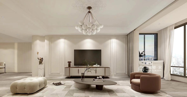 140平绿城百合-轻法混搭 乐享精致-客厅效果图及设计说明