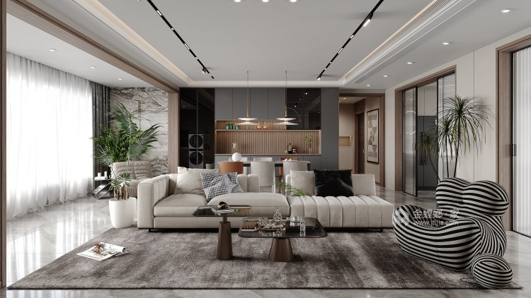 180平和雍锦园现代风格-客厅效果图及设计说明
