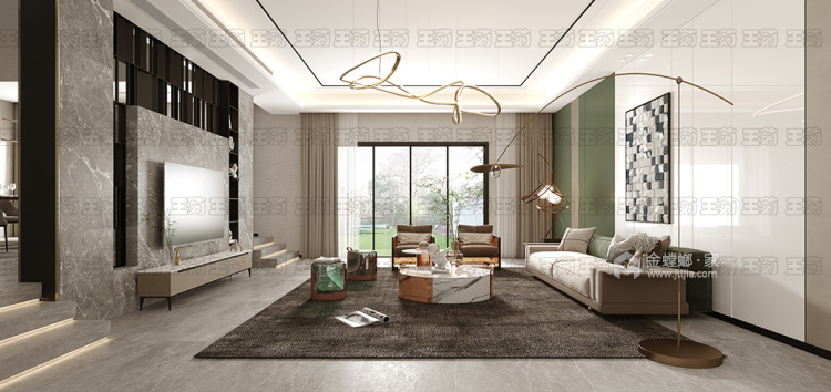 380平康帝庄园现代风格-客厅效果图及设计说明
