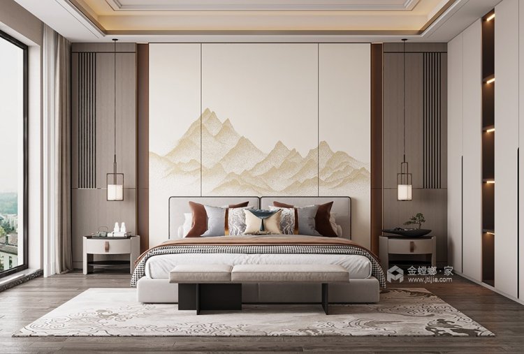 146平金帝中州滨海城新中式风格-卧室效果图及设计说明