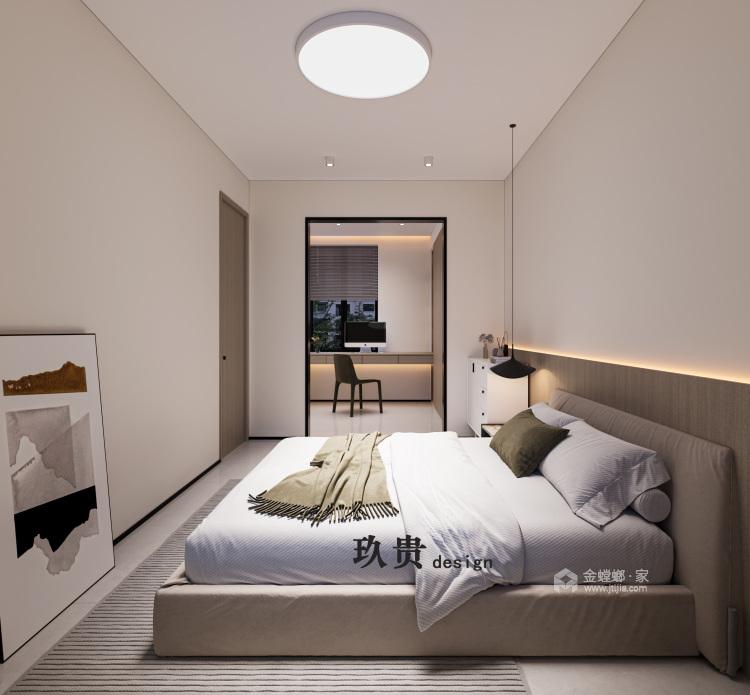 87平荣盛山湖樾现代风格-卧室效果图及设计说明