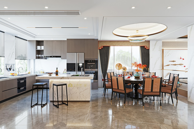 350平维科新中式风格—别墅-餐厅效果图及设计说明