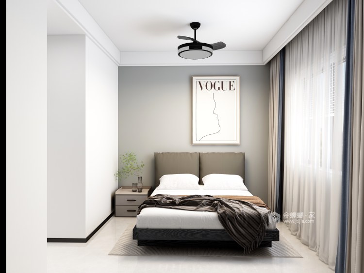 135平湖山境现代风格-卧室效果图及设计说明