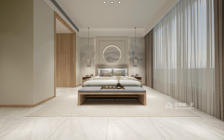 520平自建别墅新中式风格-卧室效果图及设计说明
