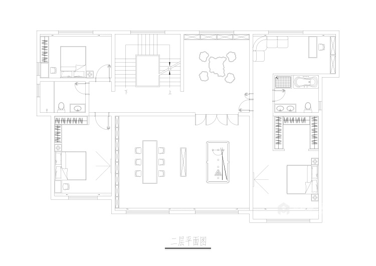 520平自建别墅新中式风格-平面布置图