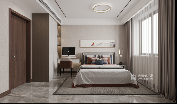160平建业二号城邦新中式-卧室效果图及设计说明