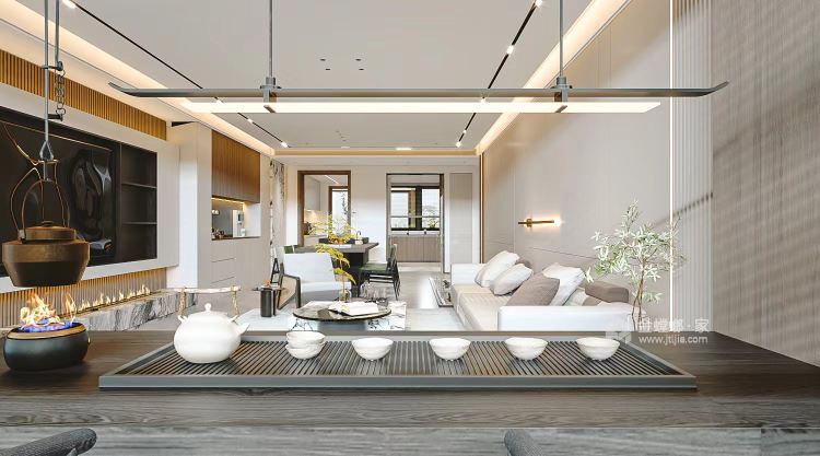 360平海伦春天现代中式风格-客厅效果图及设计说明