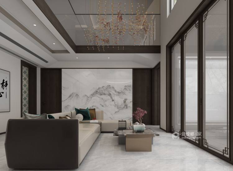 226平十里江南新中式风格-客厅效果图及设计说明