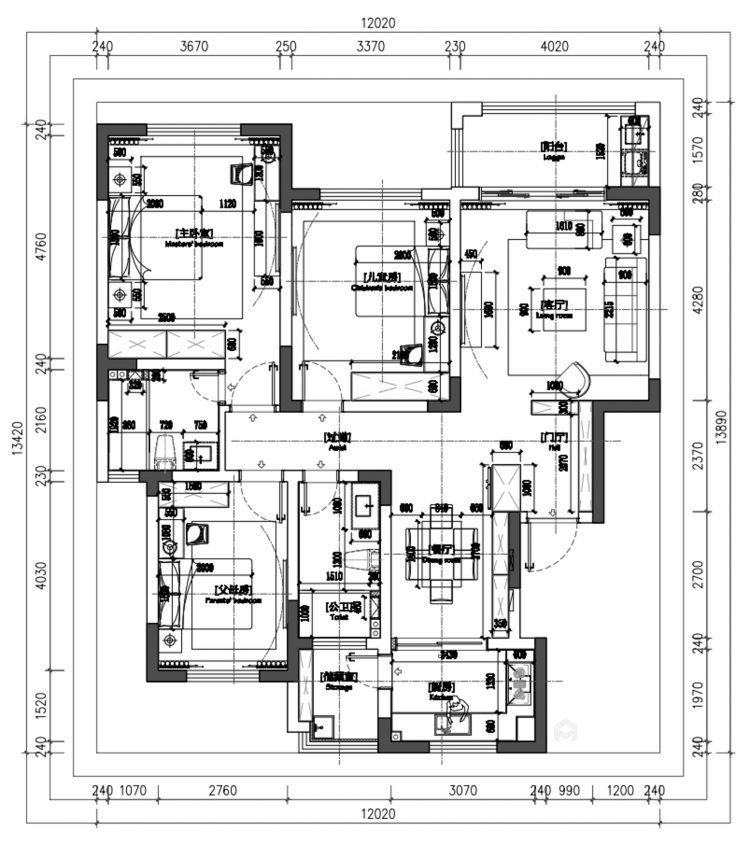 135平新湖明珠城现代简约风格-平面设计图及设计说明
