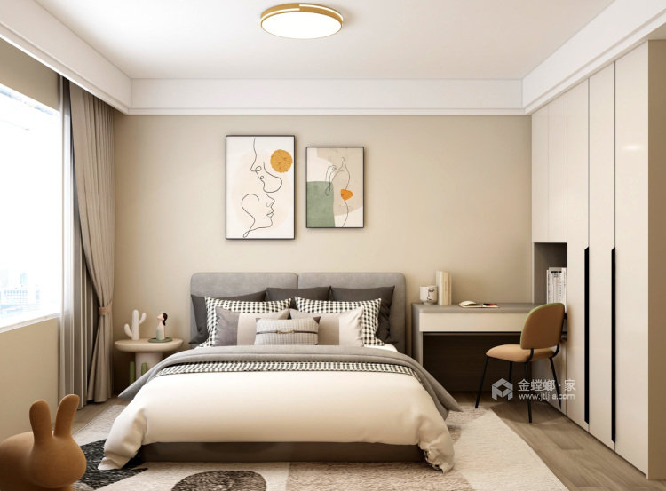 135平新湖明珠城现代简约风格-卧室效果图及设计说明