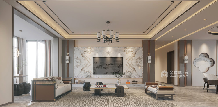 300平方自建房新中式—祖宅的更迭和延续-客厅效果图及设计说明
