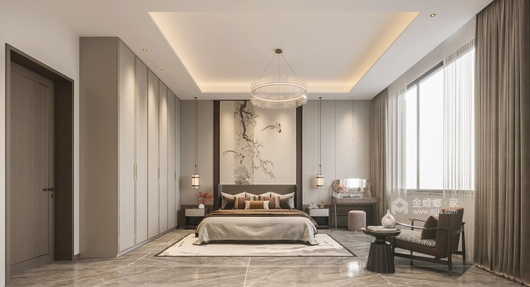 300平方自建房新中式—祖宅的更迭和延续-卧室效果图及设计说明