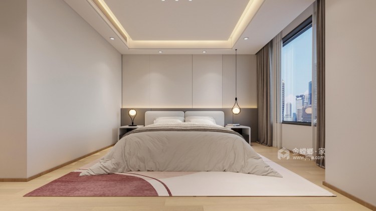 240平曲江大城顶跃现代风格-卧室效果图及设计说明
