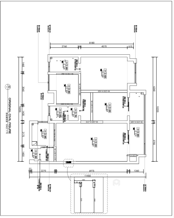 112平城投广场现代风格-业主需求&原始结构图