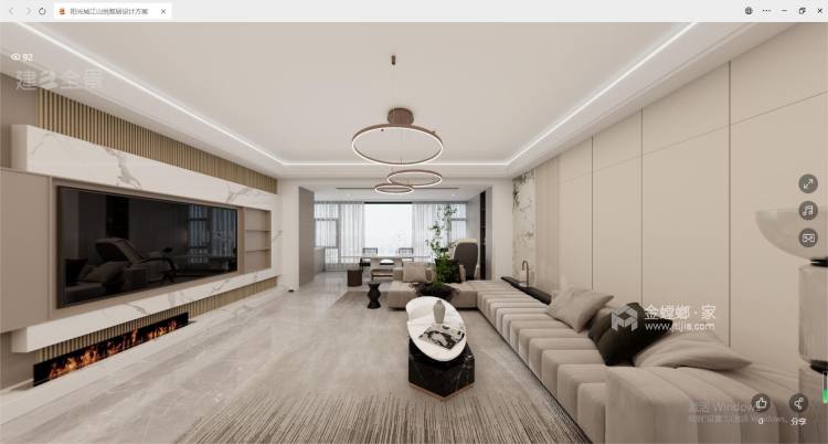 143平江山悦现代风格-客厅效果图及设计说明