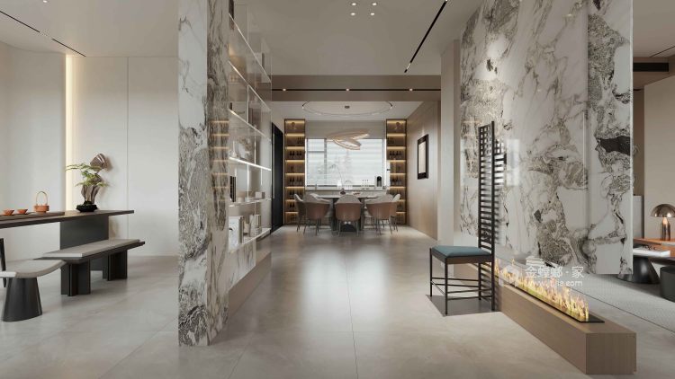 900平香河县自建房现代风格-客厅效果图及设计说明