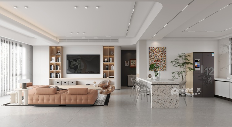138平浅山风华现代风格-客厅效果图及设计说明