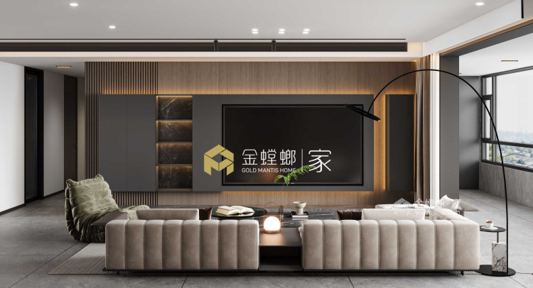 碧桂园玖玺台260㎡现代简约风格-客厅效果图及设计说明