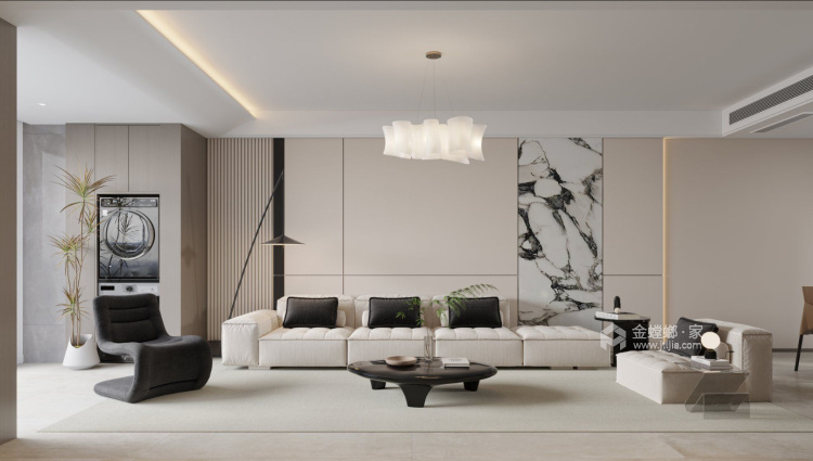 127平悦璟现代风格-客厅效果图及设计说明
