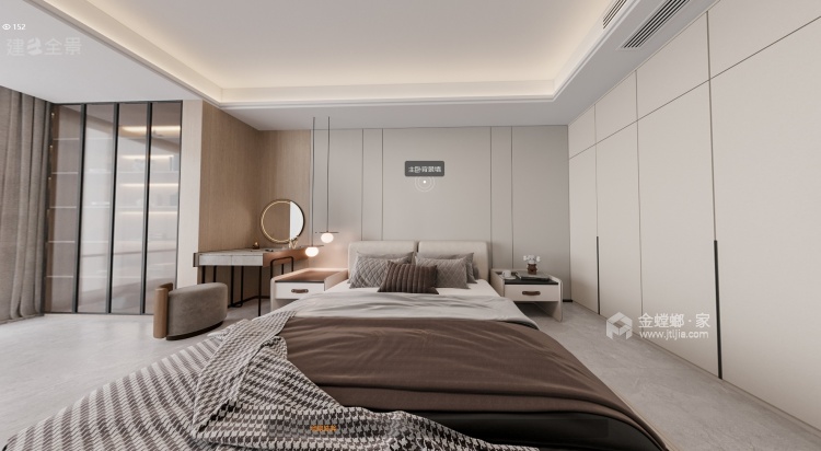 流水庭院258平现代风格-卧室效果图及设计说明