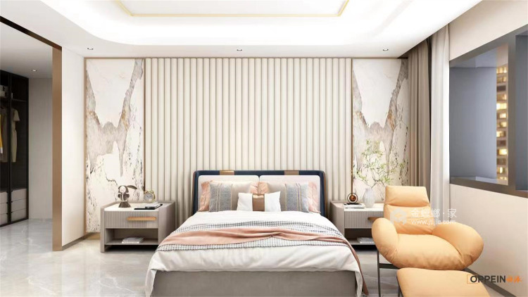 万科中央公园330㎡新中式-卧室效果图及设计说明