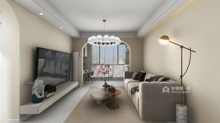 康安江城85平现代风格-客厅效果图及设计说明