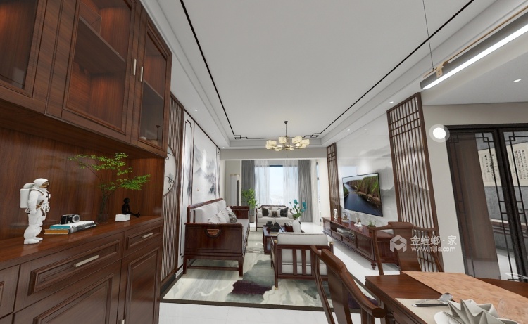 89平青江府中式风格-客厅效果图及设计说明