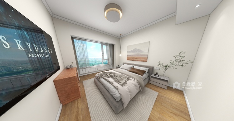107平中心城现代原木风-卧室效果图及设计说明