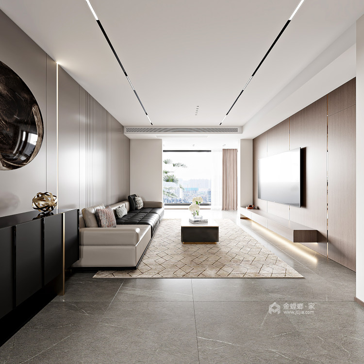 133平紫宸东苑现代风格-客厅效果图及设计说明