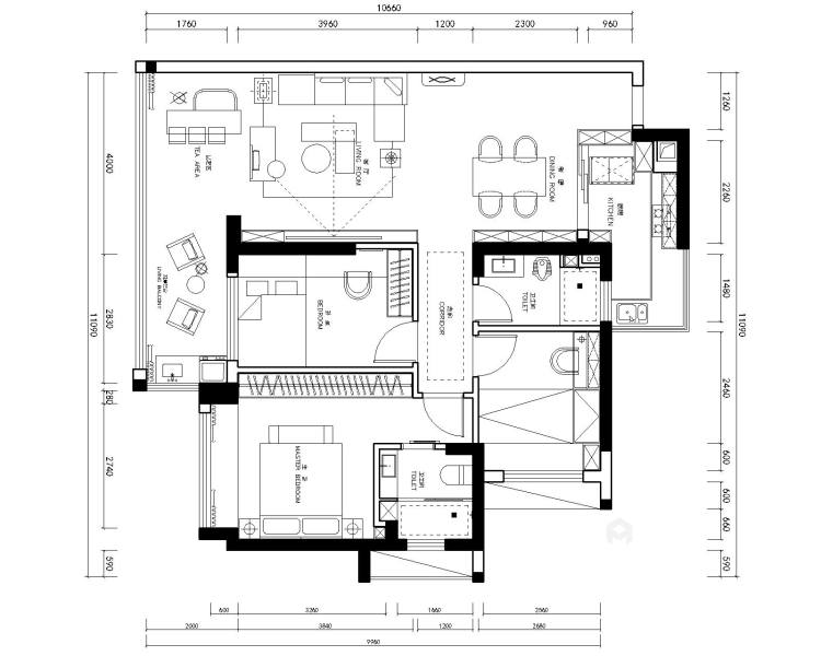 116平鹿江花园简欧风格-平面设计图及设计说明