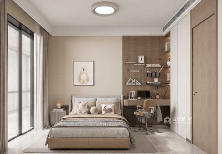 昆仑望岳160m²现代简约风格案例-卧室效果图及设计说明