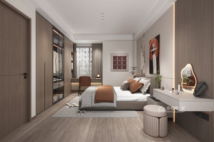 140平凯旋滨江现代风格-卧室效果图及设计说明