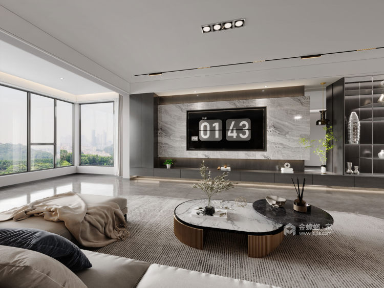 268平碧桂园意式极简-客厅效果图及设计说明