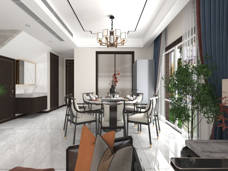 300平廖河惠谷新中式风格-餐厅效果图及设计说明