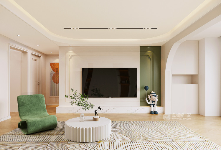 125平建业新筑法式-客厅效果图及设计说明