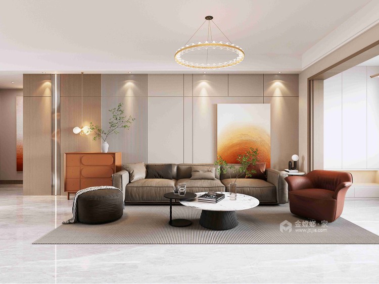 130平安居家园现代简约-客厅效果图及设计说明